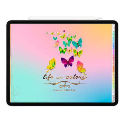 Planner Digital Horizontal Life In Colors 2024 Asas da Transformação • Para iPad e Tablet Android • Download Instantâneo • Sustentável