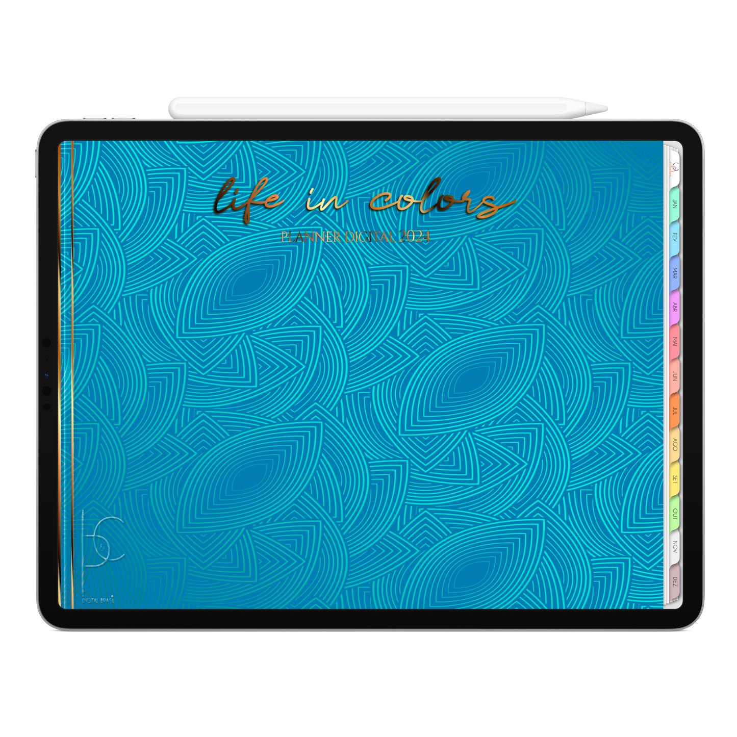 Planner Digital Horizontal Life In Colors 2024 Elegant Blue • Para iPad e Tablet Android • Download Instantâneo • Sustentável