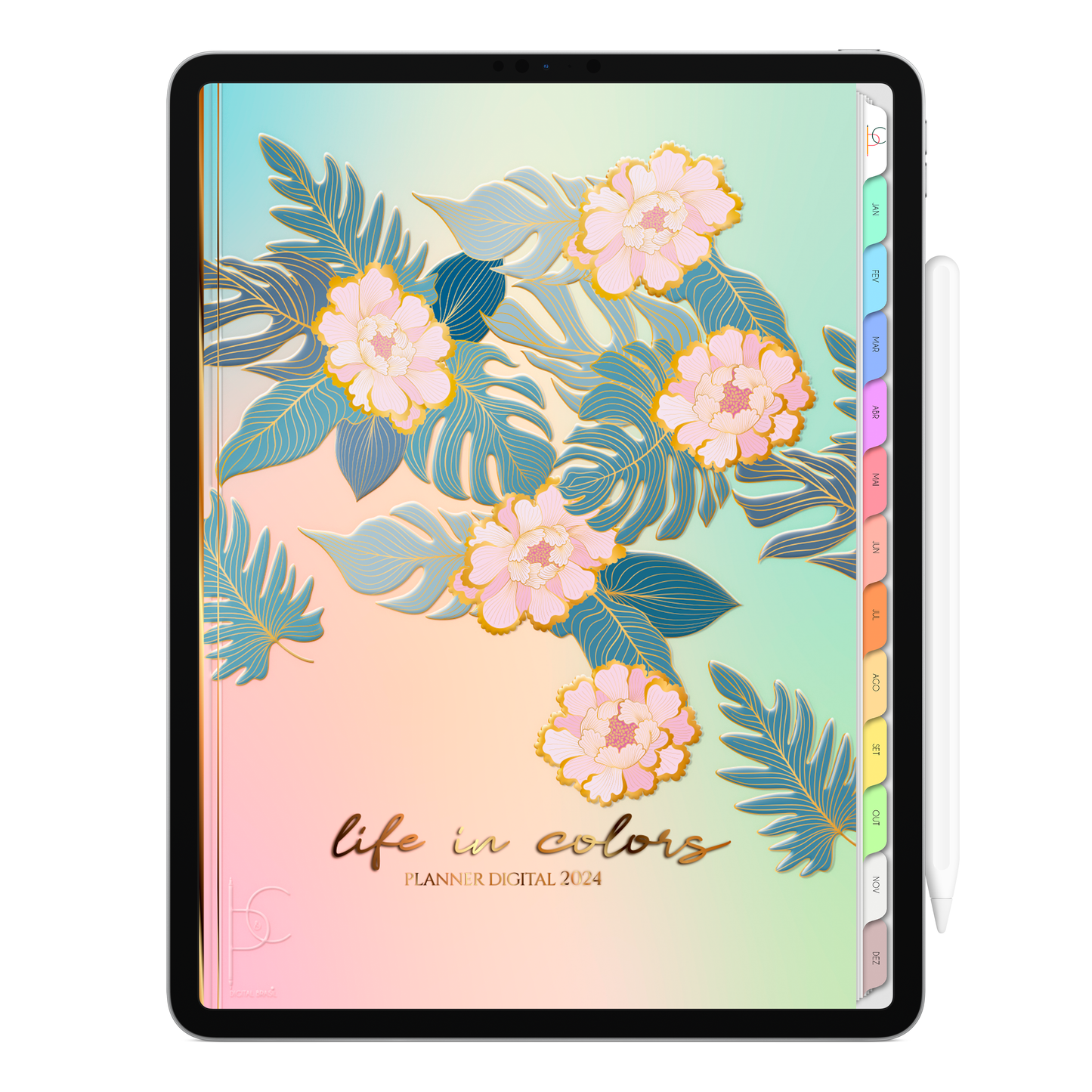 Planner Digital Vertical Life In Colors 2024 Flor de Maria • Para iPad e Tablet Android • Download Instantâneo • Sustentável