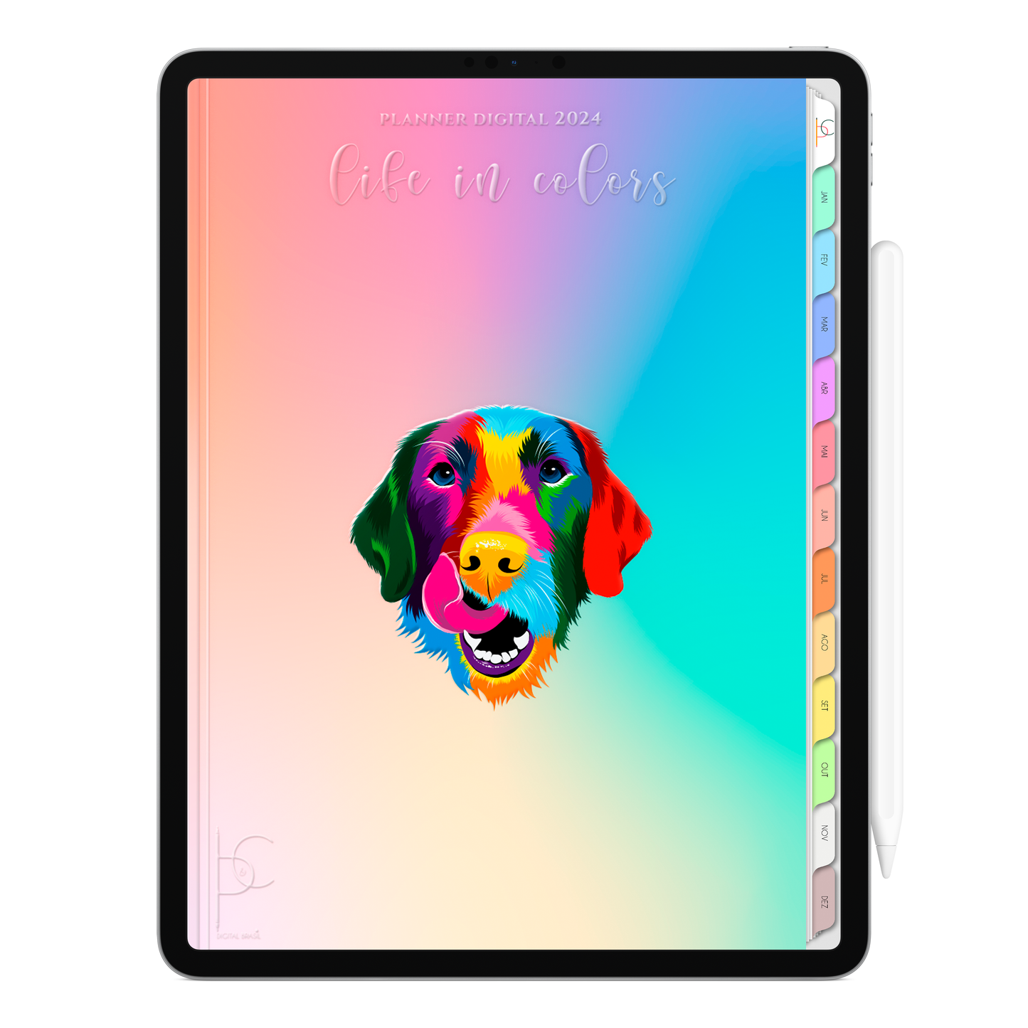 Planner Digital Vertical Life In Colors 2024 I Love Labrador Retriever • Para iPad e Tablet Android • Download Instantâneo • Sustentável