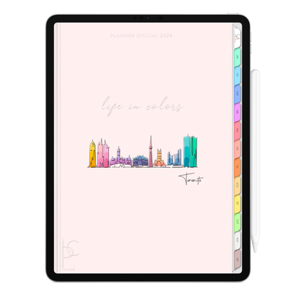 Planner Digital Life Vertical In Colors 2024 I Love Toronto • Para iPad e Tablet Android • Download Instantâneo • Sustentável