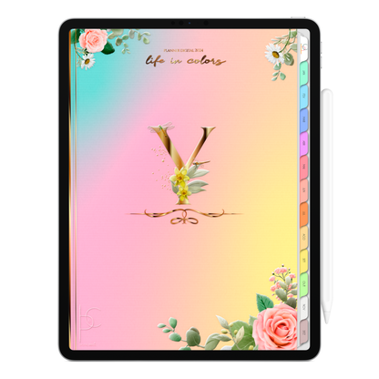 Planner Digital Vertical Life In Colors 2024 Inicial Y • Para iPad e Tablet Android • Download Instantâneo • Sustentável