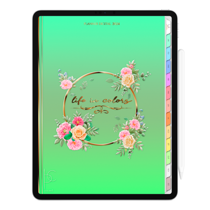 Planner Digital Vertical Life In Colors 2024 Jardim das Esmeraldas • Para iPad e Tablet Android • Download Instantâneo • Sustentável