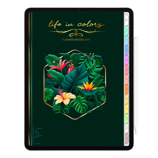 Planner Digital Vertical Life In Colors 2024 Nature Garden • Para iPad e Tablet Android • Download Instantâneo • Sustentável