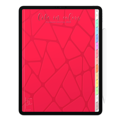 Planner Digital Vertical Life In Colors 2024 Red Line • Para iPad e Tablet Android • Download Instantâneo • Sustentável