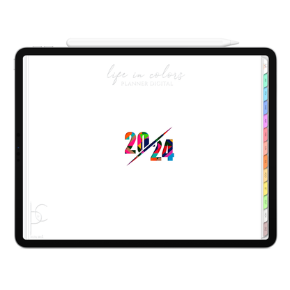 Planner Digital Horizontal Life In Colors 2024 New Year • Para iPad e Tablet Android • Download Instantâneo • Sustentável