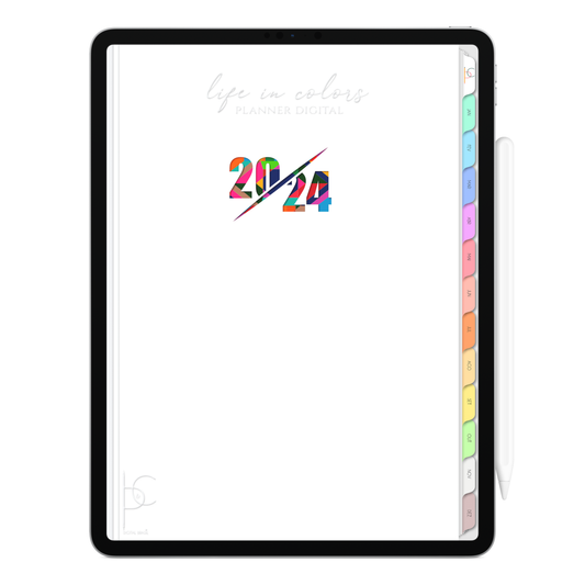 Planner Digital Vertical Life In Colors 2024 New Year • Para iPad e Tablet Android • Download Instantâneo • Sustentável