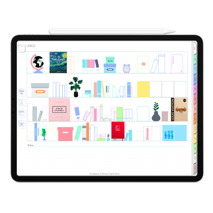 Página Livros Planner Digital 2024 para iPad e Tablet Android com aplicativos de Anotações GoodNotes, Noteshelf, Samsung Notes. Planejamento Digital várias áreas da vida, planejamento anual, planejamento mensal, planejamento semanal, planejamento diario, planejamento alimentar. Planner Interativo e Clicável. Cadernos & Planner Digital Brasil