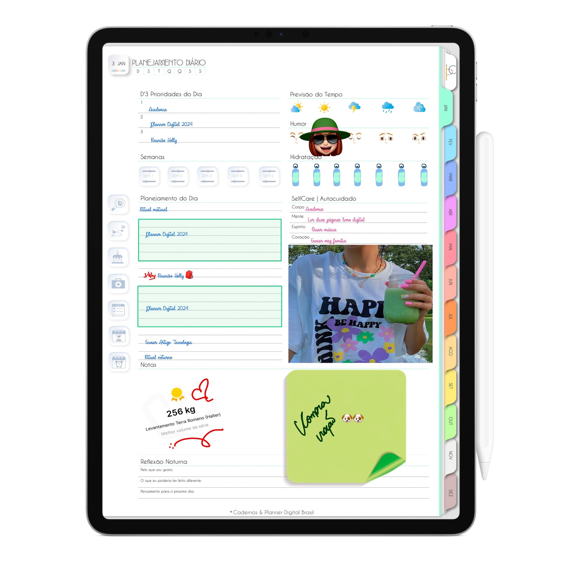 Planejamento Diario Planner Digita 2024 Life In Colors exlcusivo para iPad e Tablet Android, Tablet Samsung, Aplicativos de Anotações GoodNotes, Noteshelf e Samsung Notes. Planejamento Anual, Planejamento Mensal, Planejamento Semanal e Planejamento DIário. Integração Apple Calendar e Google Calendar Cadernos & Planner Digital Brasil