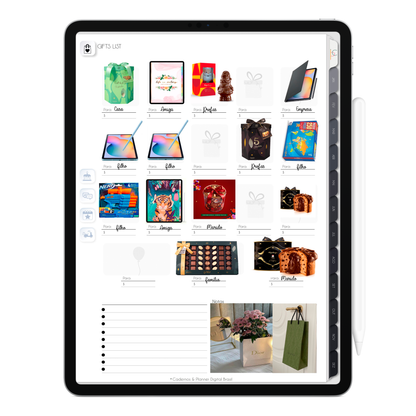 Página de Wish List Lista de Compras Planner Digital 2024 para iPad e Tablet Android com aplicativos de anotações digitais GoodNotes, Noteshelf e Samsung Notes. Para planejamento anul, mensal, semana, diário, financeiro, alimentar, habit tracker. Cadernos & Planner Digital Brasil.