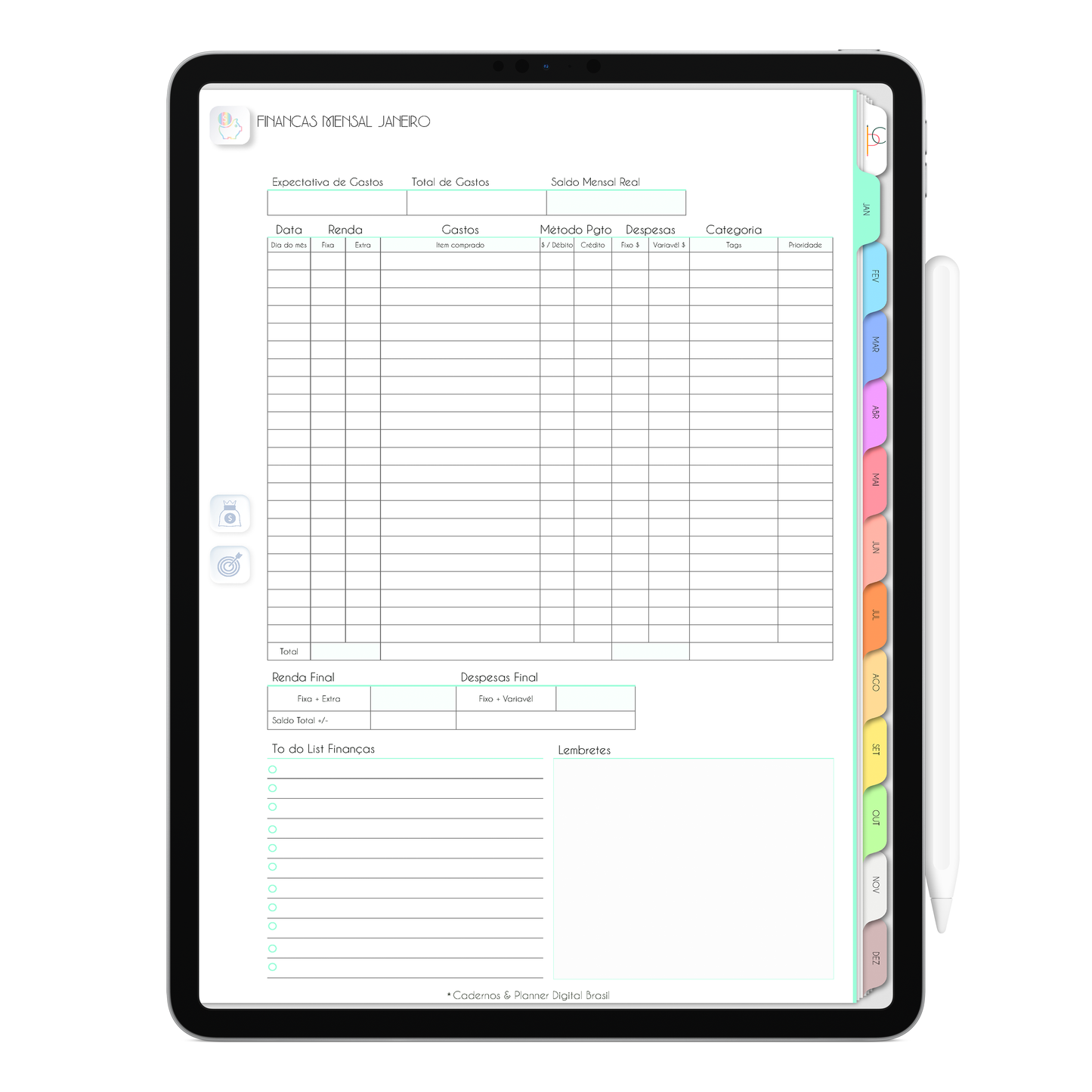 Planner Digital Vertical Life In Colors 2024 Raios de Sol • Para iPad e Tablet Android • Download Instantâneo • Sustentável