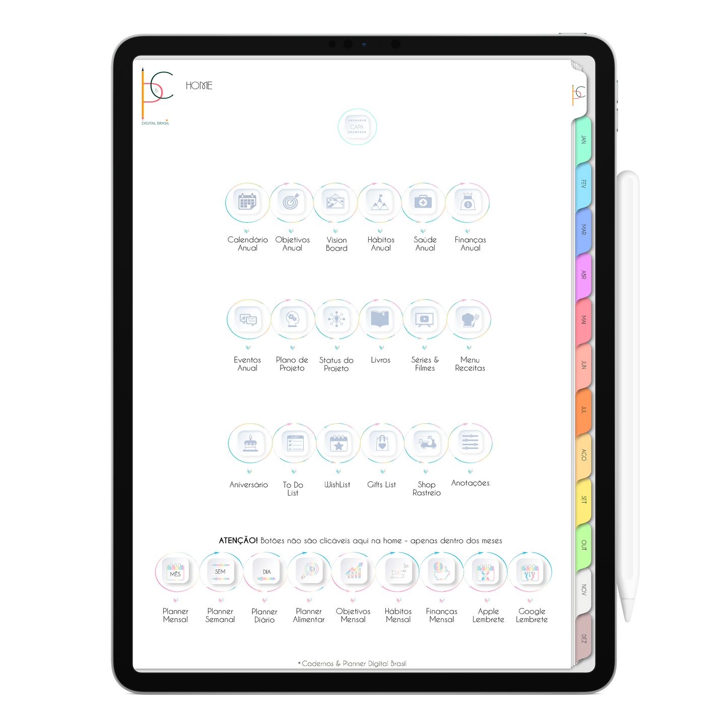 Planner Digital Vertical Life In Colors 2024 Laranja Pastel • Para iPad e Tablet Android • Download Instantâneo • Sustentável