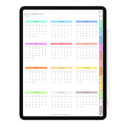 Planner Digital Vertical Life In Colors 2024 Florear • Para iPad e Tablet Android • Download Instantâneo • Sustentável