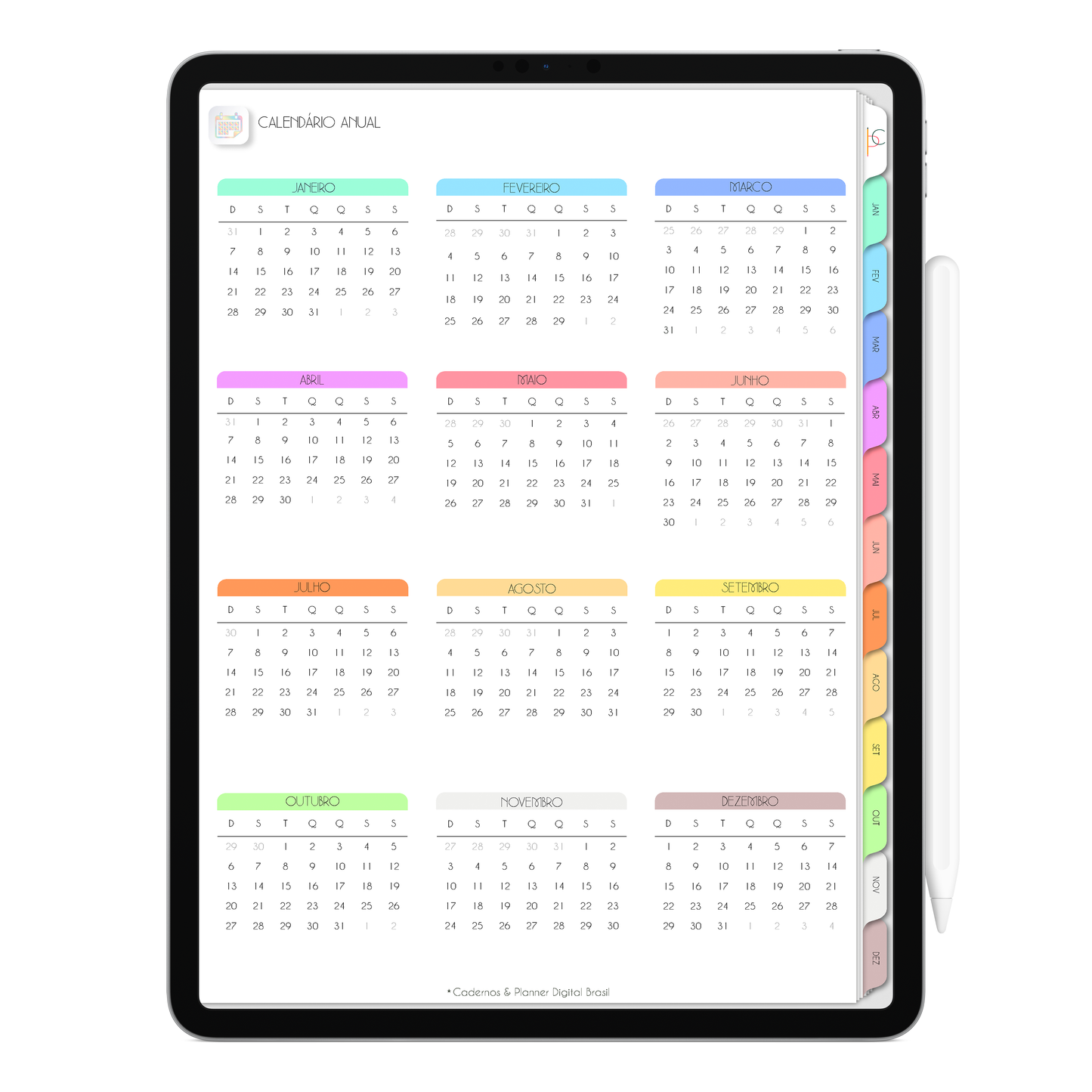 Planner Digital Vertical Life In Colors 2024 Há Amor em Mim • Para iPad e Tablet Android • Download Instantâneo • Sustentável