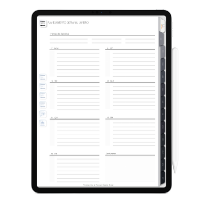Planner Digital Vertical Executivo 2024 Notas de Azul • Para iPad e Tablet Android • Download Instantâneo • Sustentável