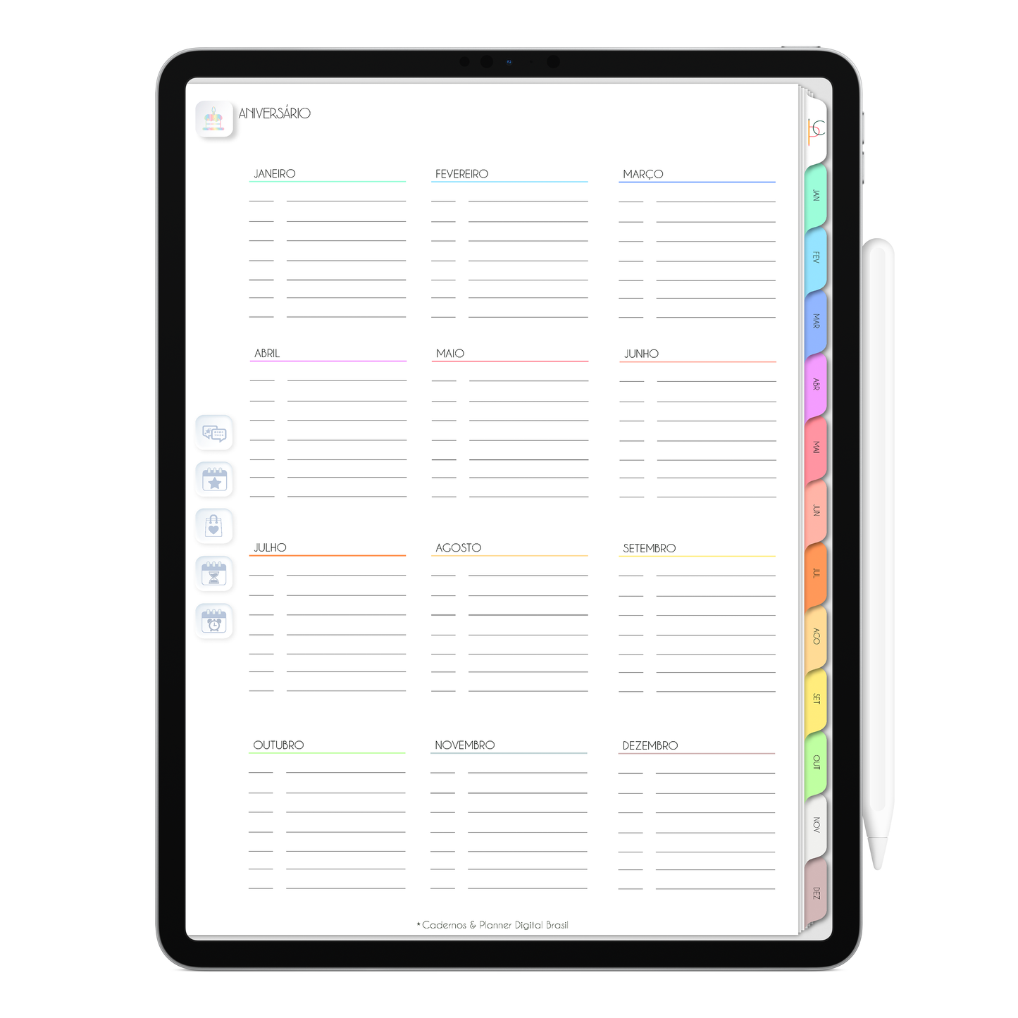 Planner Digital Vertical Life In Colors 2024 Buquê de Flores • Para iPad e Tablet Android • Download Instantâneo • Sustentável