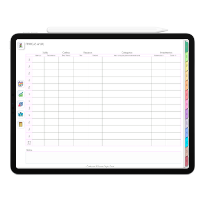 Planner de finanças anual, com ativação lembretes apple calendar e google agenda e inteligência artificial AI Planner no ChatGPT. Planner Digital 2025 Gratuito download grátis do planner digital para iPad e Tablet Android, tablet da Samsung Planeje sua vida no melhor planner digital da Cadernos  Planner Digital Brasil