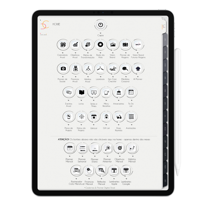 Página Home. O Melhor Planner Digital 2025 Executivo do Mundo para planejar a vida pessoal e profissional, com ativação de lembretes apple calendar, google agenda e inteligência artificial AI Planner no ChatGPT. Planner Digital 2025 para iPad e Tablet Android, Tablet da Samsung. Planeje sua vida no melhor Planner Digital da Cadernos Planner Digital Brasil.