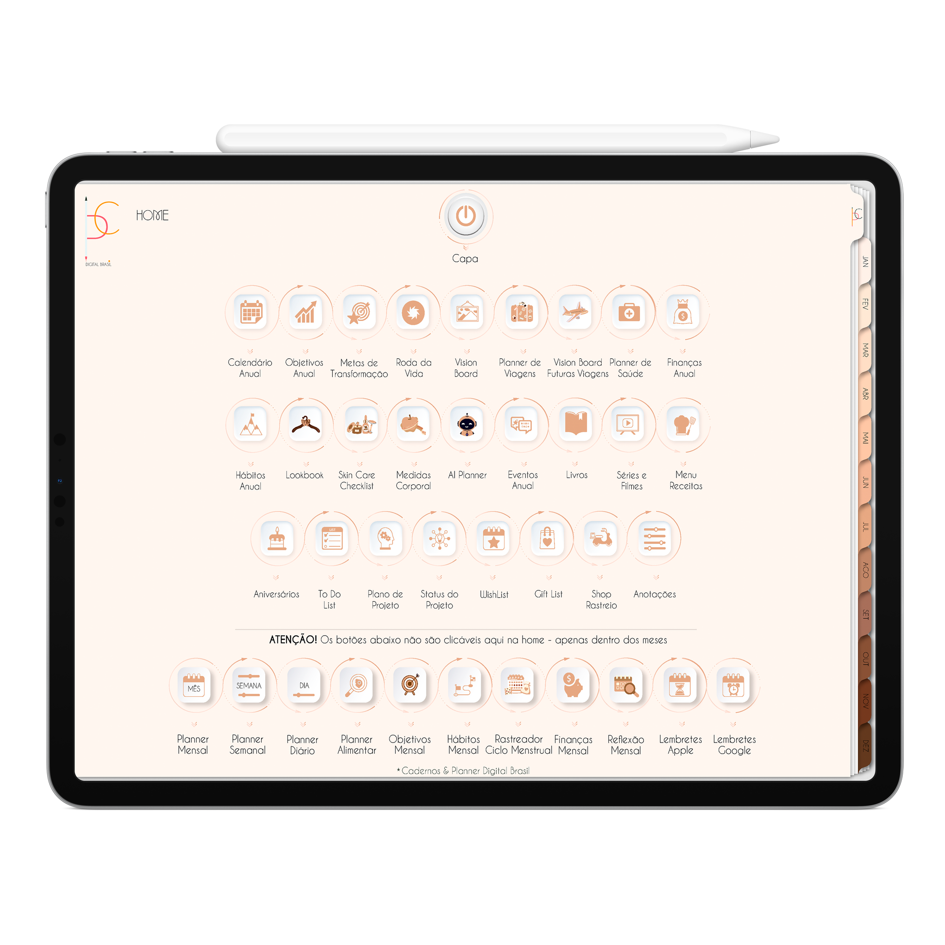 Página Home. O Melhor Planner Digital 2025 Minimal Universe do Mundo para planejar a vida pessoal e profissional, com ativação de lembretes apple calendar, google agenda e inteligência artificial AI Planner no ChatGPT. Planner Digital 2025 para iPad e Tablet Android, Tablet da Samsung. Planeje sua vida no melhor Planner Digital da Cadernos Planner Digital Brasil.