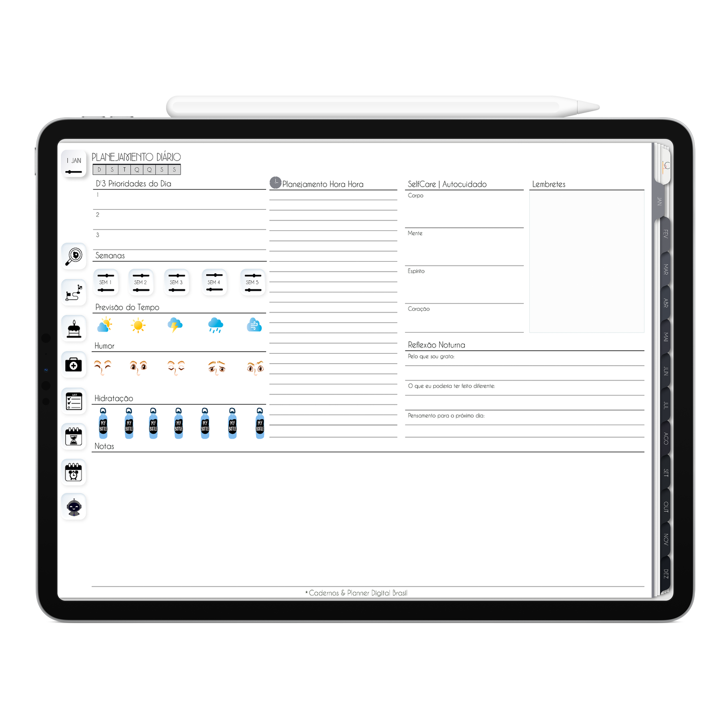 Planner Digital 2025 Horizontal Executivo Marcas do Tempo pt-BR • Para iPad e Tablet Android • Download Imediato