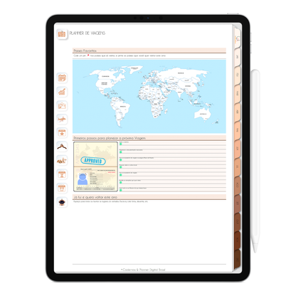 Planejamento Planner de Viagens anual no Planner Digital Minimal Universe Mocha Nude com ativação lembretes apple calendar e google agenda e inteligência artificial AI Planner no ChatGPT. Planner Digital 2025 Gratuito download grátis do planner digital para iPad e Tablet Android, tablet da Samsung Planeje sua vida no melhor planner digital da Cadernos  Planner Digital Brasil
