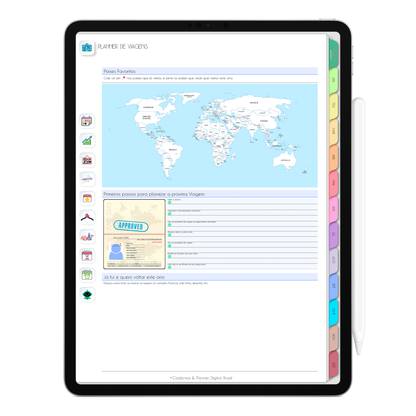 Planner de viagens. Planner Digital 2025 Gratuito download grátis do planner digital para iPad e Tablet Android, tablet da Samsung Planeje sua vida no melhor planner digital da Cadernos  Planner Digital Brasil