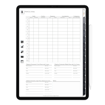 Planner Digital com finanças anual com ativação lembretes apple calendar e google agenda e inteligência artificial AI Planner no ChatGPT. Planner Digital 2025 Gratuito download grátis do planner digital para iPad e Tablet Android, tablet da Samsung Planeje sua vida no melhor planner digital da Cadernos  Planner Digital Brasil