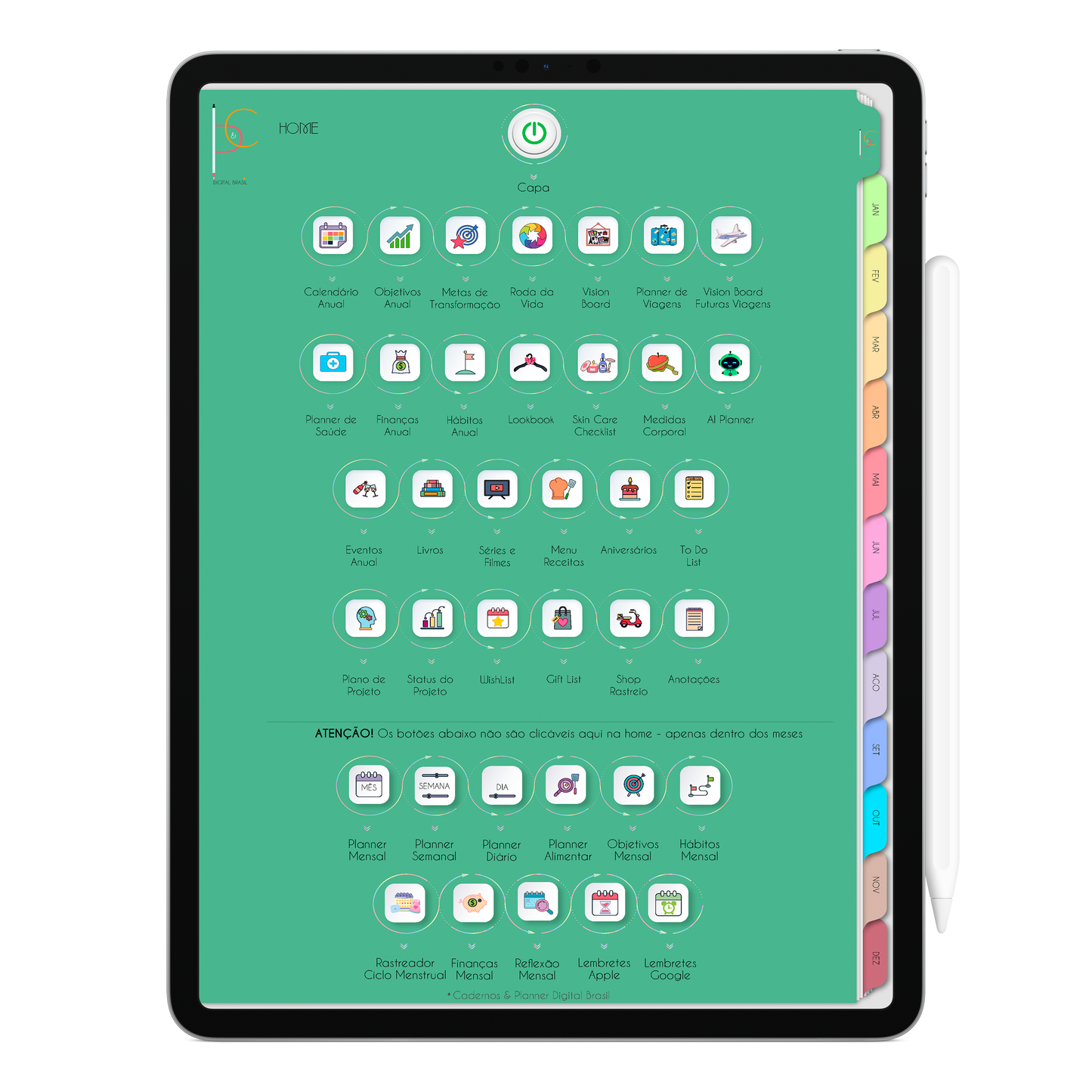 Página Home. O Melhor Planner Digital 2025 do Mundo para planejar a vida pessoal e profissional, com ativação de lembretes apple calendar, google agenda e inteligência artificial AI Planner no ChatGPT. Planner Digital 2025 para iPad e Tablet Android, Tablet da Samsung. Planeje sua vida no melhor Planner Digital da Cadernos Planner Digital Brasil.