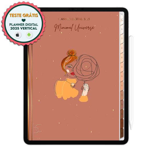 Planner Digital 2025 Minimal Universe Mocha Nude Gratuito download grátis do planner digital para iPad e Tablet Android, tablet da Samsung Planeje sua vida no melhor planner digital da Cadernos  Planner Digital Brasil