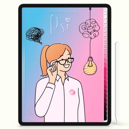 Caderno Digital Blush Psi Psicologia 24 Matérias • iPad Tablet Android • Download instantâneo • Sustentável
