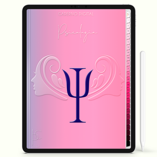 Caderno Digital Blush Psi Psicologia Feminine 24 Matérias • iPad e Tablet Android • Download instantâneo • Sustentável