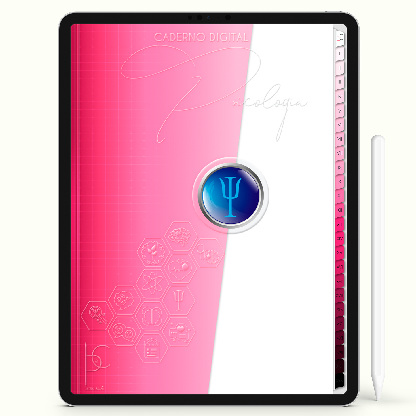 Caderno Digital Blush Psicologia Psi 24 Matérias • iPad e Tablet Android • Download instantâneo • Sustentável