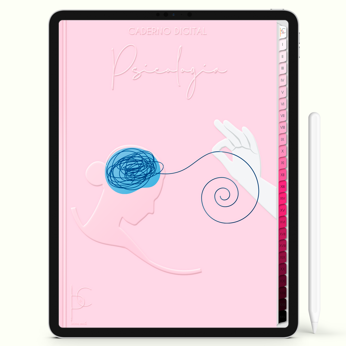 Caderno Digital Blush Psicologia Jornada da Mente 24 Matérias • iPad e Tablet Android • Download instantâneo • Sustentável