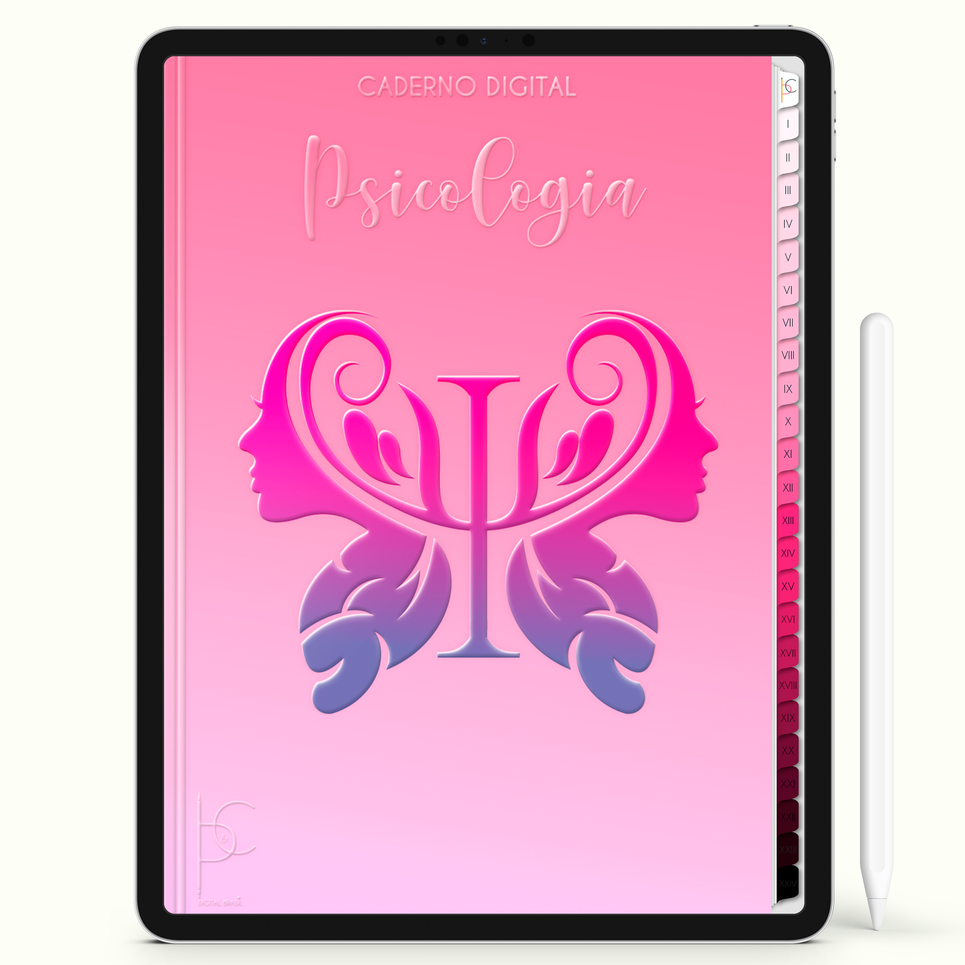 Caderno Digital Blush Anotações de Psicologia 24 Matérias • iPad e Tablet Android • Download instantâneo • Sustentável