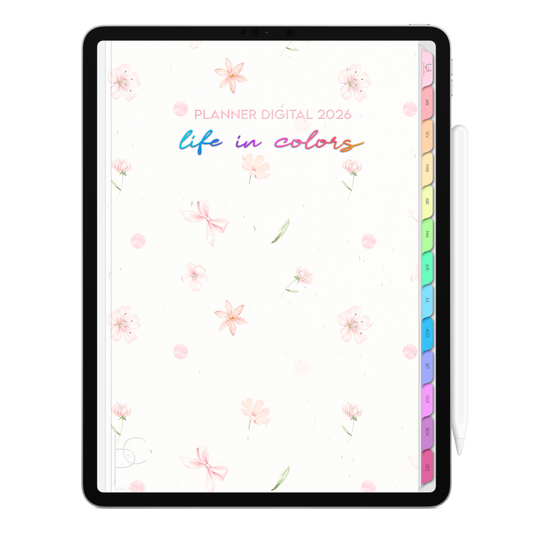 Planner Digital 2026 Vertical Life In Colors Florescer Interior pt-BR • Para iPad e Tablet Android • Download Imediato