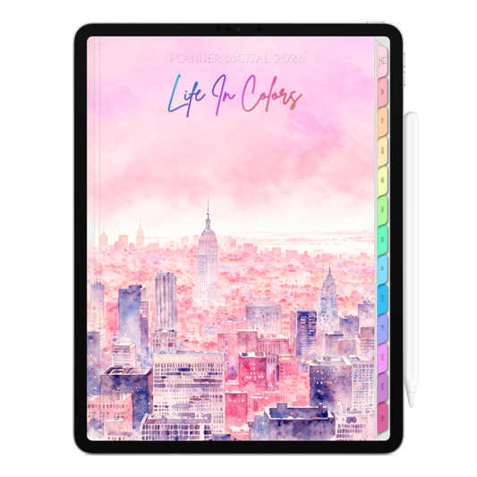Planner Digital 2026 Vertical Life In Colors Horizonte Rosa pt-BR • Para iPad e Tablet Android • Download Imediato