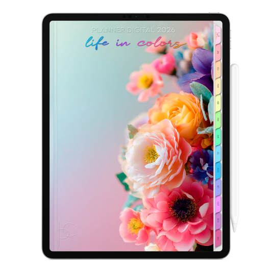Planner Digital 2026 Vertical Life In Colors Melodia Floral pt-BR • Para iPad e Tablet Android • Download Imediato