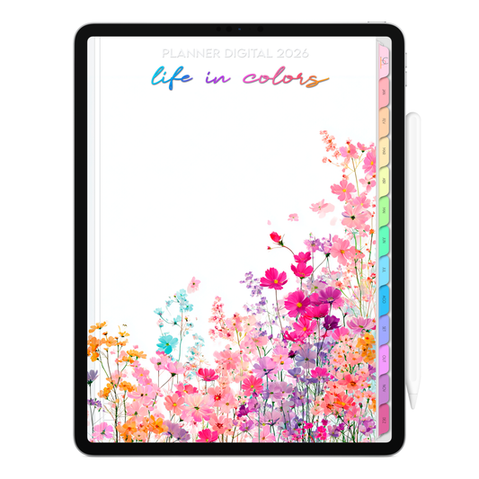 Planner Digital 2026 Vertical Life In Colors Primavera Interior pt-BR • Para iPad e Tablet Android • Download Imediato