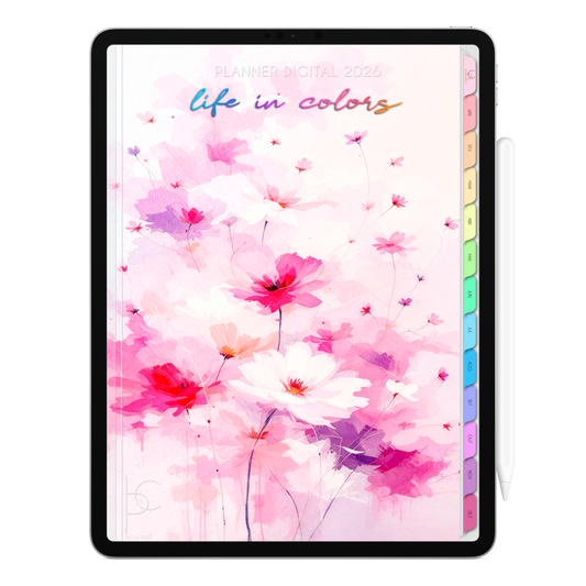 Planner Digital 2026 Vertical Life In Colors Sonho Floral pt-BR • Para iPad e Tablet Android • Download Imediato