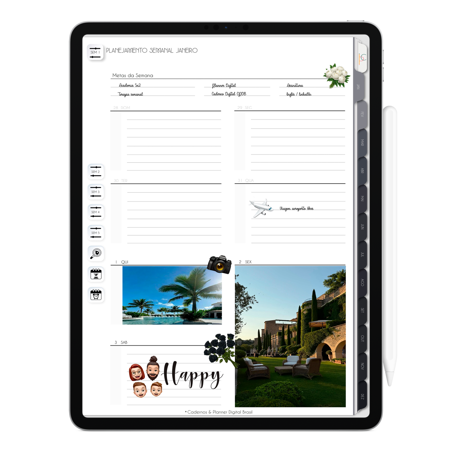 Planner Digital 2026 Gratuito Vertical Executivo Teste Grátis • Para iPad e Tablet Android • Download Imediato • IA