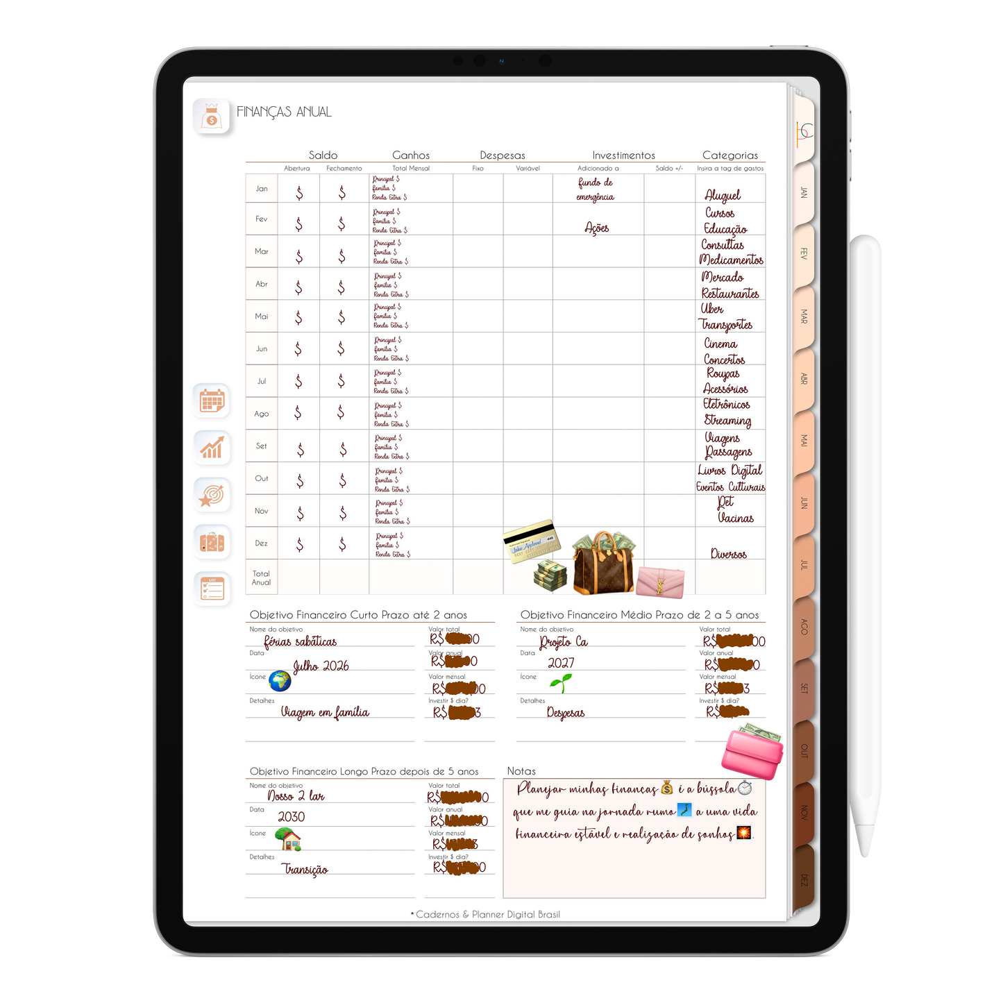 Planner Digital 2026 Gratuito Vertical Minimal Universe Teste Grátis • Para iPad e Tablet Android • Download Imediato • IA