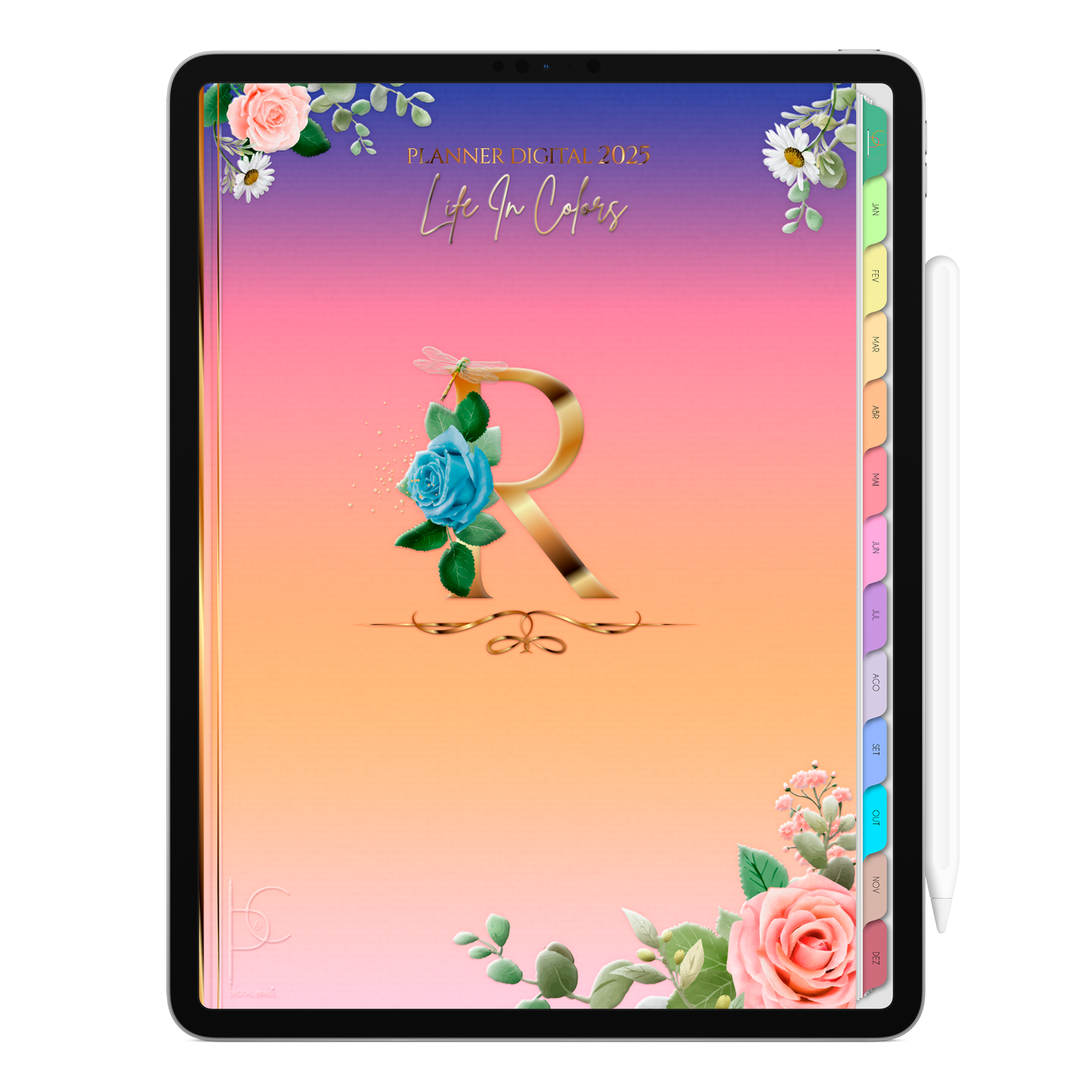 Planner Digital Vertical Life In Colors 2025 Inicial R pt-BR • Para iPad e Tablet Android • Download Imediato