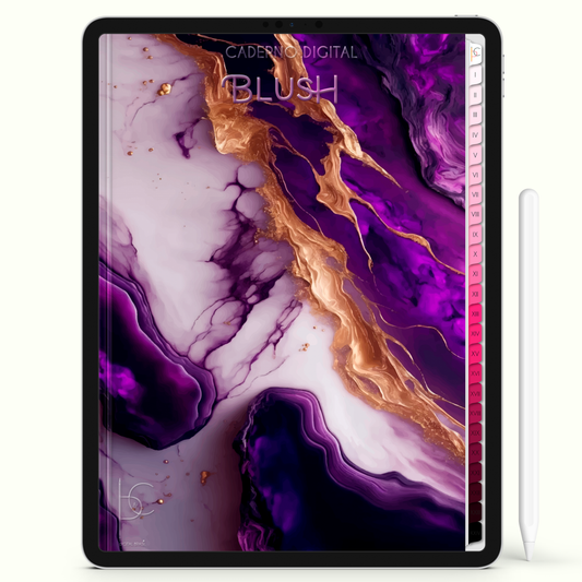 Caderno Digital Blush Mármore Gold 24 Matérias • iPad e Tablet Android • Download instantâneo • Sustentável