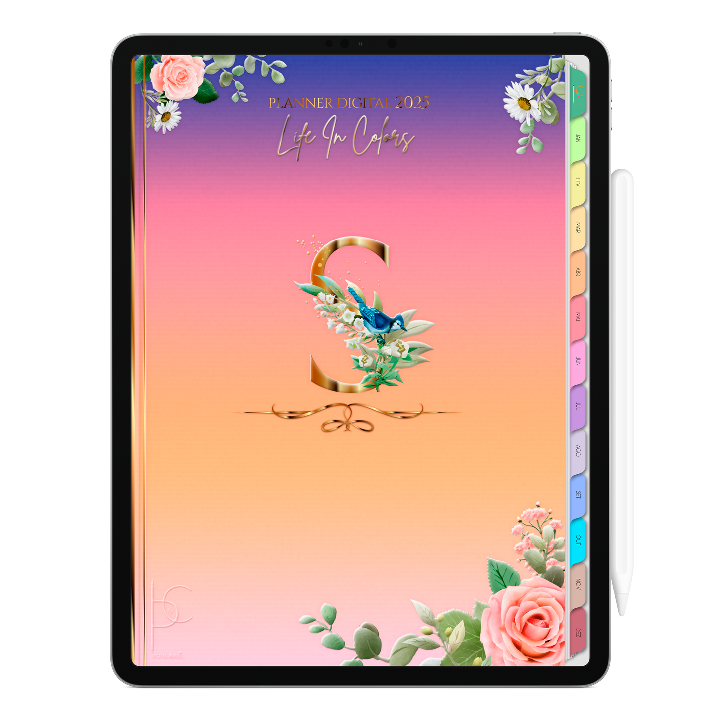 Planner Digital Vertical Life In Colors 2025 Inicial S pt-BR • Para iPad e Tablet Android • Download Imediato