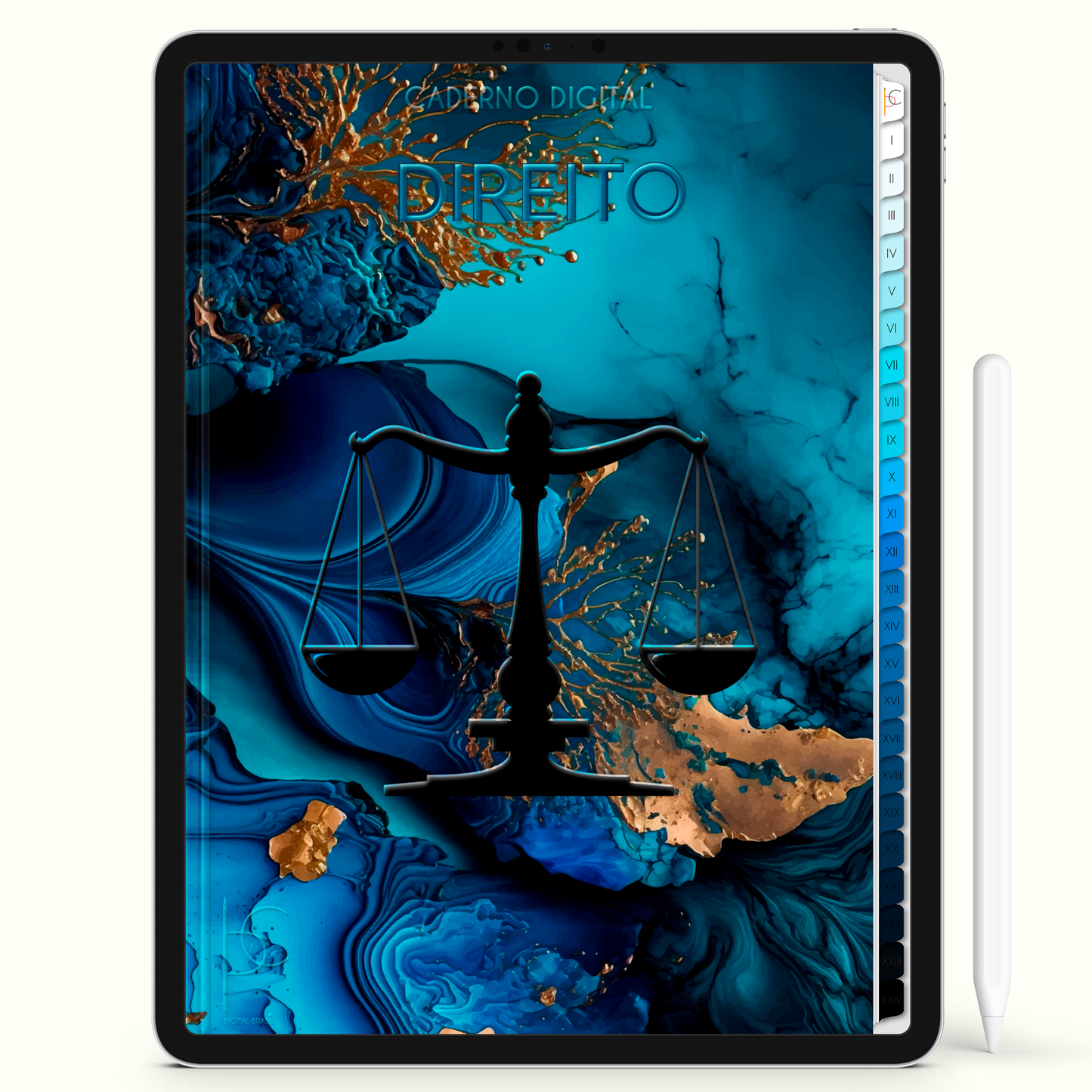 Caderno Digital Blue Direito Sapphire 24 Matérias • Para iPad e Tablet Android • Download instantâneo • Sustentável