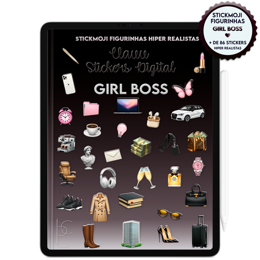 Figurinhas Stickmoji Girl Boss para anotações digitais no iPad e Tablet Android. Planner e Cadernos Digital para planejamento e estudos. Cadernos & Planner Digital Brasil