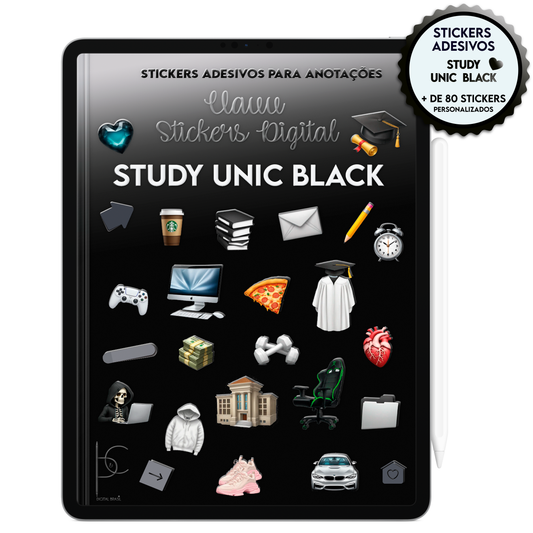 Mais de 80 adesivos criativos para deixar seus resumos e estudos personalizado. Destaque suas anotações com estilo usando os Stickers Study Unic Black. Personalize suas anotações com esses adesivos, no seu iPad ou Tablet Android. da Cadernos & Planner Digital Brasil, para iPad e tablets Android, compatível com GoodNotes e Notein. Exclusivo para estudar e se planejar no iPad e tablets Android tablets da Samsung (TabS6 Lite, Tab S9 Fe, Tab S9 +, Galaxy Tab S10 Ultra · Galaxy Tab S10+.