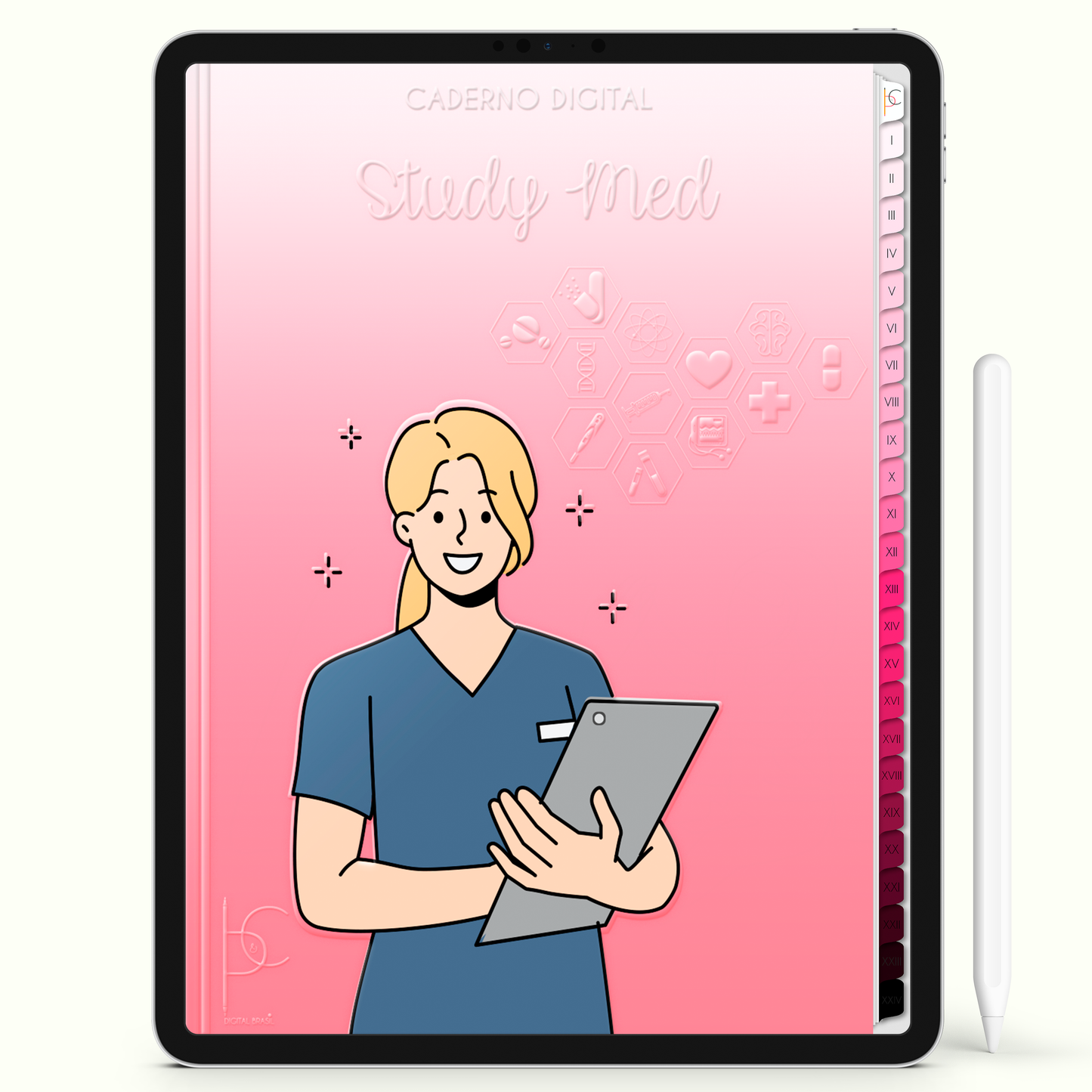 Caderno Digital Blush Study Med Medicina 24 Matérias • iPad e Tablet Android • Download instantâneo • Sustentável