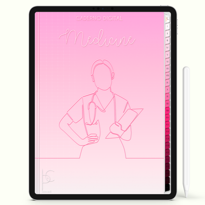 Caderno Digital Blush Muito Amor por Medicina 24 Matérias • iPad e Tablet Android • Download instantâneo • Sustentável