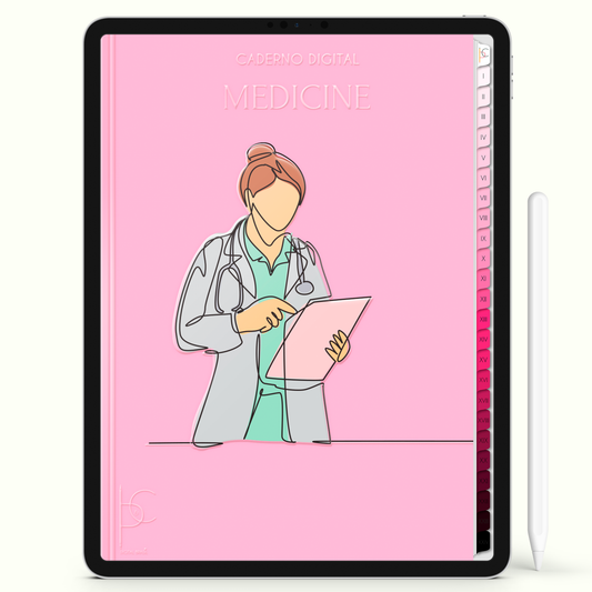 Caderno Digital Blush Estudante de Medicina 24 Matérias • iPad Tablet Android • Download instantâneo • Sustentável
